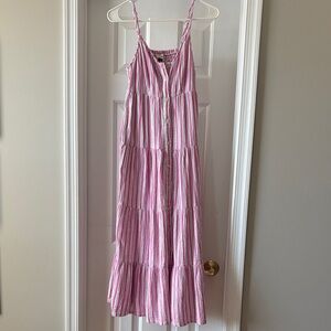 Universal Thread Pink and White Striped Midi Dress